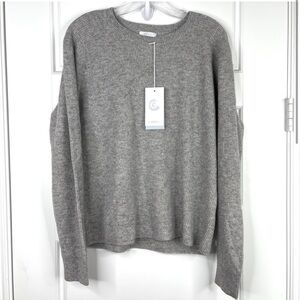 JOHNNY WAS CALME 100% Cashmere NEW Ribbed Pullover Sweater Size L Gray
